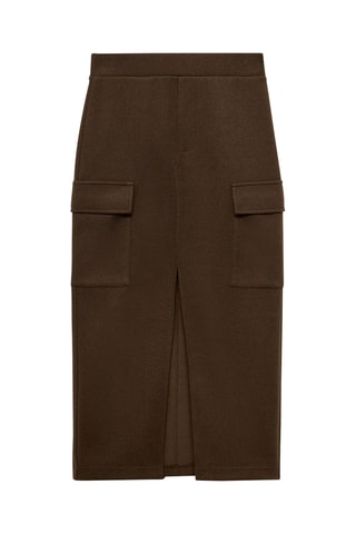 Jupe cargo fendue - Marron
