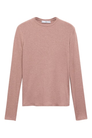 T-shirt maille côtelée - Rose pâle