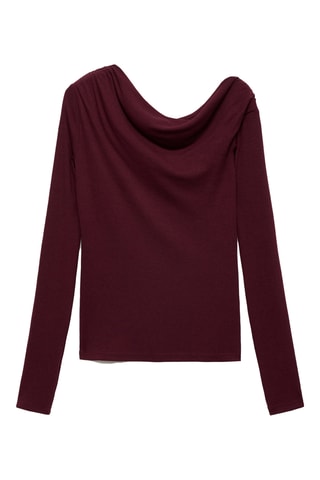 T-shirt asymétrique drapé - Bordeaux