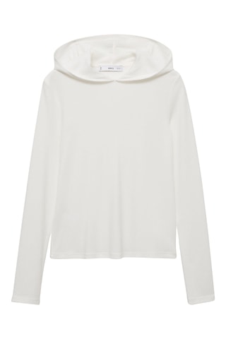 T-shirt manches longues capuche - Blanc cassé