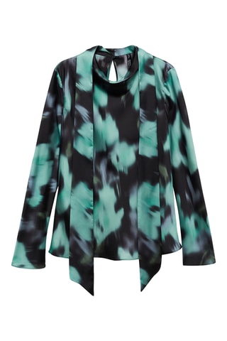 Blouse imprimée noeud - Noir