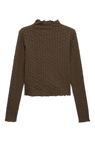 T-shirt froncé manches longues - Kaki