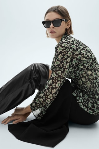 Chemise gaze fleurs - Noir