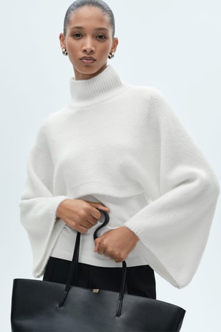 Pull-over col roulé combiné - Blanc