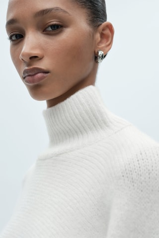 Pull-over col roulé combiné - Blanc