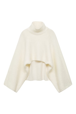 Pull-over col roulé combiné - Blanc