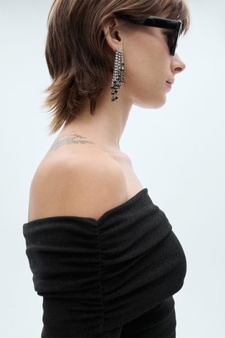 Top Lurex épaules dénudées - Noir