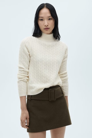 Pull-over maille tressée - Écru