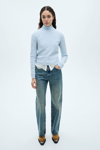 Pull-over maille tressée - Ciel