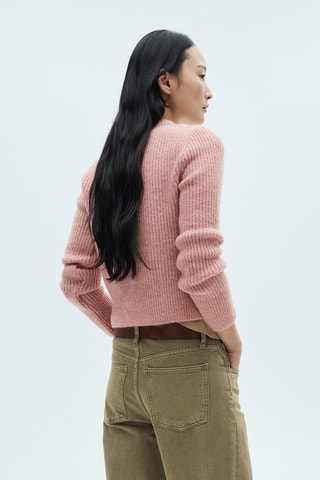 Cardigan maille boutons bijoux - Rose pâle