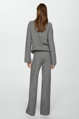 Pantalon droit maille côtelée - Gris chiné