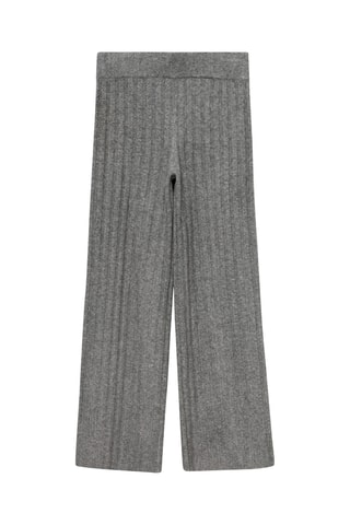 Pantalon droit maille côtelée - Gris chiné