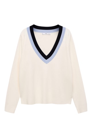 Pull-over détail rayures - Écru