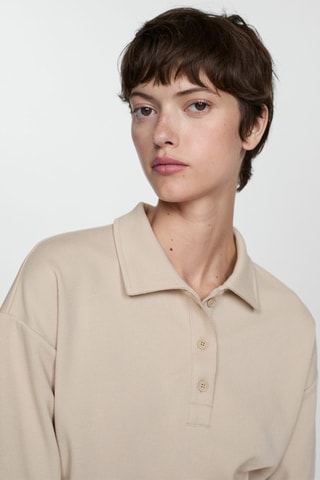 Sweat-shirt col polo - Beige