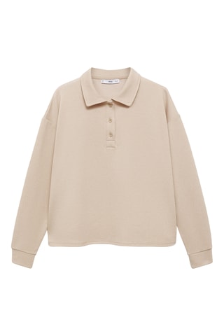Sweat-shirt col polo - Beige