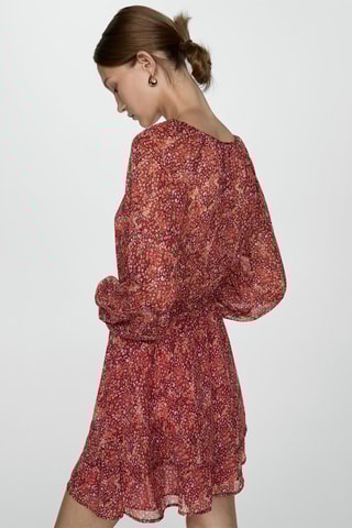 Robe courte en imprimé fleuri - Cerise