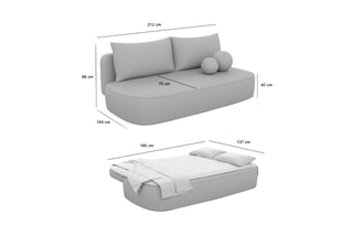 Canapé droit convertible Baldo - Crème