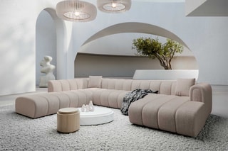 Canapé d'angle droit panoramique Luma - Beige