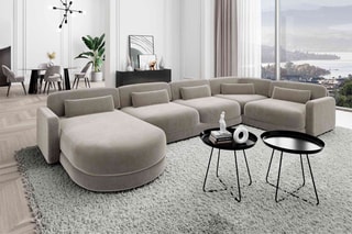 Canapé d'angle droit panoramique Migala - Beige foncé