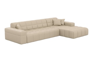 Canapé d'angle droit Cardano - Beige - 5 places - En cuir