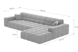 Canapé d'angle droit Cardano - Beige - 5 places - En cuir