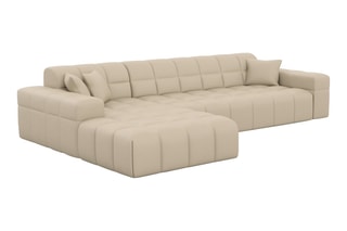 Canapé d'angle gauche Cardano - Beige - 5 places - En cuir