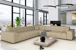 Canapé d’angle Cardano - Beige - 6 places - En cuir