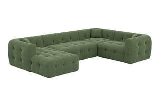 Canapé d'angle droit panoramique Baloo - Vert - 7 places - En polyester