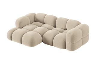 Canapé d’angle gauche Loretto - Beige clair - 3 places - Toucher velours