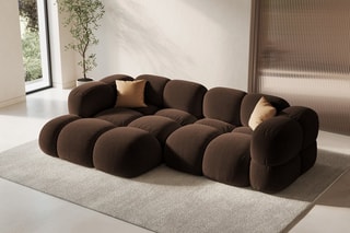Canapé d’angle gauche Loretto - Marron - 3 places - Toucher velours