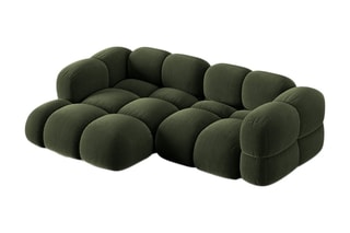 Canapé d’angle gauche Loretto - Vert - 3 places - Toucher velours