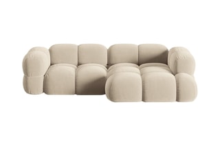 Canapé d’angle droit Loretto - Beige clair - 3 places - Toucher velours