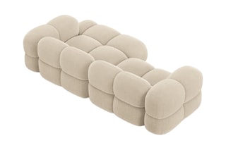 Canapé d’angle droit Loretto - Beige clair - 3 places - Toucher velours