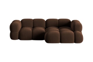 Canapé d’angle droit Loretto - Marron - 3 places - Toucher velours