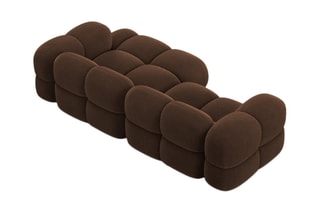 Canapé d’angle droit Loretto - Marron - 3 places - Toucher velours
