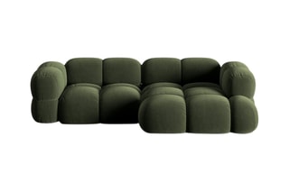 Canapé d’angle droit Loretto - Vert foncé - 3 places - Toucher velours