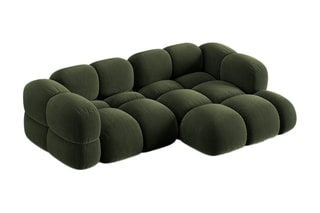 Canapé d’angle droit Loretto - Vert foncé - 3 places - Toucher velours