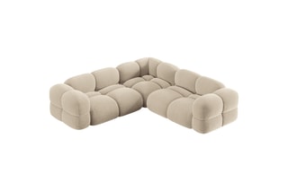 Canapé d’angle symétrique Loretto - Beige clair - 4 places - En tissu velours