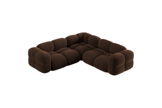 Canapé d’angle symétrique Loretto - Marron foncé - 4 places - Toucher velours