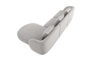 Canapé d'angle droit Tulum - Gris clair chiné - 4 places - En polyester - Toucher soie