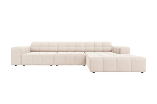 Canapé d'angle droit Chicago - Beige clair - 4 places - Tissu velours