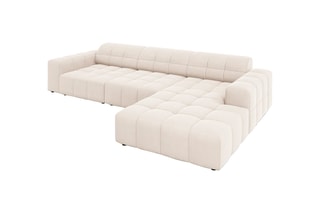 Canapé d'angle droit Chicago - Beige clair - 4 places - Tissu velours
