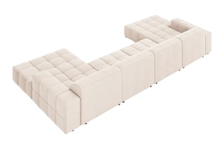 Canapé panoramique Chicago - 
Beige clair - 6 places - Tissu Tissu velours