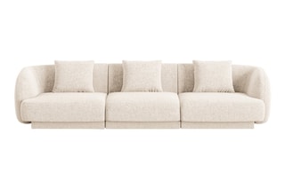 Canapé Tulum - Beige clair - 3 places - Tissu chenille