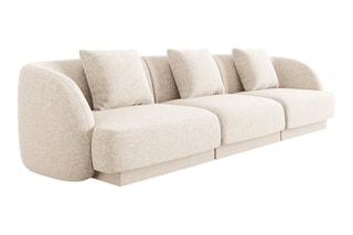 Canapé Tulum - Beige clair - 3 places - Tissu chenille