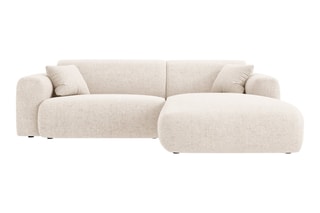 Canapé d'angle Nolio - Beige chiné - 4 places - En polyester - Toucher soie