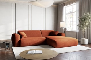 Canapé d'angle Nolio - Rouge brique - 4 places - En polyester - Toucher soie