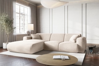 Canapé d'angle gauche Nolio - Beige clair - 4 places - En polyester - Toucher soie