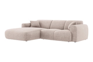 Canapé d'angle gauche Nolio - Beige - 4 places - En polyester - Toucher soie