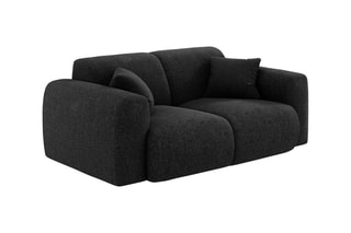 Canapé Nolio - Noir - 2 places - En tissu chenille - Toucher soie